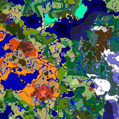 Predicted biome map of Java 26.3 seed 8936648798570142567 around estimated spawn