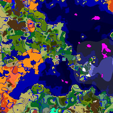 Predicted biome map of Java 26.3 seed 670053421065126211 around estimated spawn
