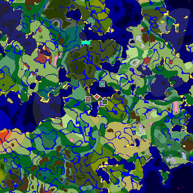 Predicted biome map of Java 26.3 seed -6509866318079351276 around estimated spawn