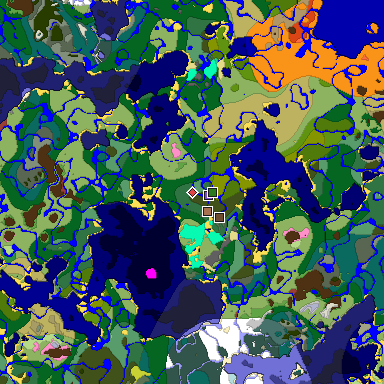 Predicted biome map of Java 26.3 seed 1796861927921675408 around estimated spawn