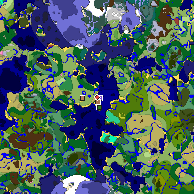 Predicted biome map of Java 26.3 seed -8601866518098269146 around estimated spawn