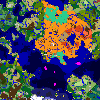 Predicted biome map of Java 26.3 seed -4587205153991006087 around estimated spawn