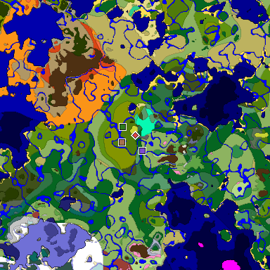 Predicted biome map of Java 26.3 seed 1451553449483993854 around estimated spawn