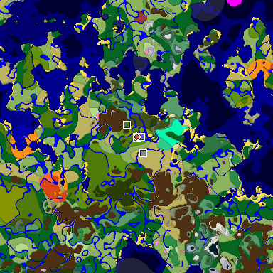 Predicted biome map of Java 26.3 seed -6131781117513254452 around estimated spawn