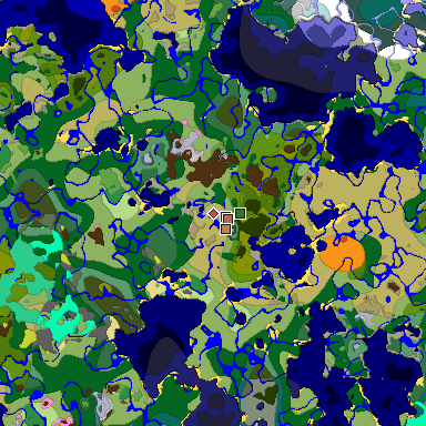 Predicted biome map of Java 26.3 seed -1103697688728632500 around estimated spawn