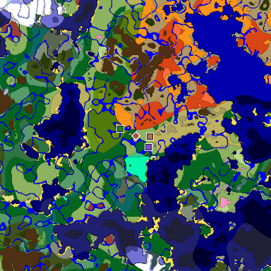 Predicted biome map of Java 26.3 seed -5335070153385320722 around estimated spawn