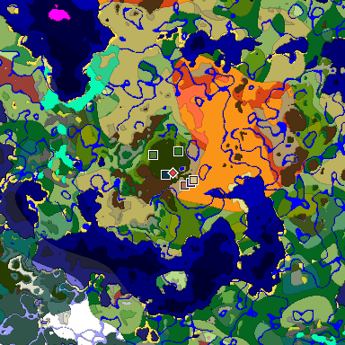 Predicted biome map of Java 26.3 seed 1036885780656896166 around estimated spawn