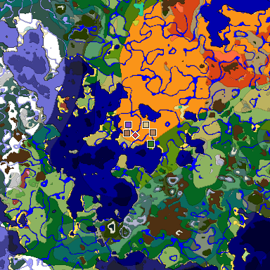 Predicted biome map of Java 26.3 seed -2158374721979888929 around estimated spawn