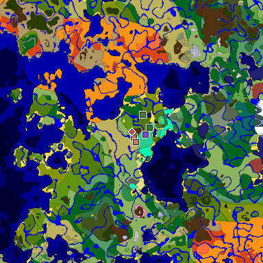 Predicted biome map of Java 26.3 seed -2093034520967332052 around estimated spawn