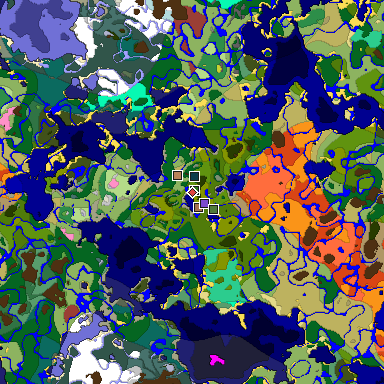 Predicted biome map of Java 26.3 seed -4822052157133820952 around estimated spawn
