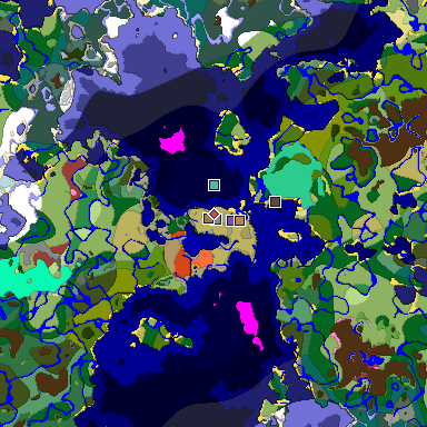 Predicted biome map of Java 26.3 seed -5560323464792707345 around estimated spawn