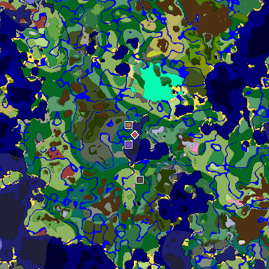 Predicted biome map of Java 26.3 seed -6743794864080417356 around estimated spawn