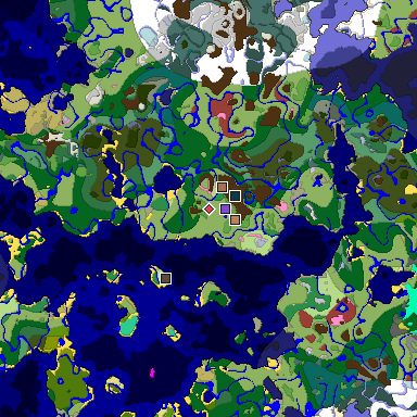 Predicted biome map of Java 26.3 seed -3447917571495578138 around estimated spawn