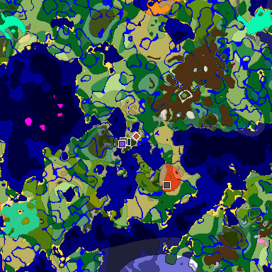 Predicted biome map of Java 26.3 seed 8224295934275265544 around estimated spawn
