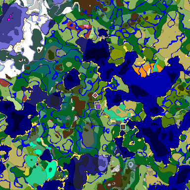 Predicted biome map of Java 26.3 seed -1771033486291811435 around estimated spawn