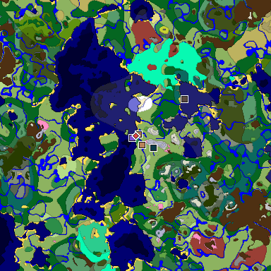 Predicted biome map of Java 26.3 seed -5962941624761395089 around estimated spawn
