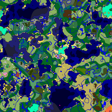 Predicted biome map of Java 26.3 seed -2176076756124333202 around estimated spawn