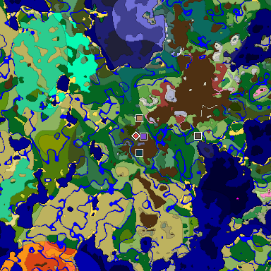 Predicted biome map of Java 26.3 seed -7274158468854273864 around estimated spawn