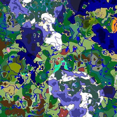 Predicted biome map of Java 26.3 seed -3964070011441098032 around estimated spawn