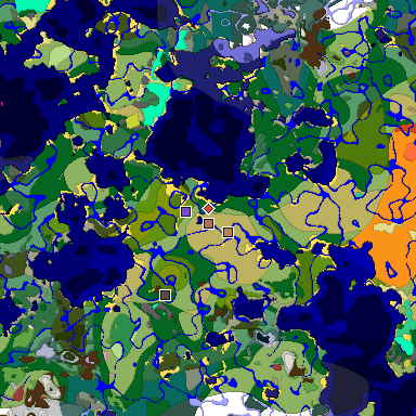 Predicted biome map of Java 26.3 seed -2259350454835470713 around estimated spawn