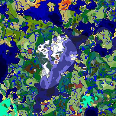 Predicted biome map of Java 26.3 seed 1277226935069271310 around estimated spawn