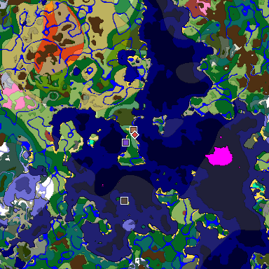 Predicted biome map of Java 26.3 seed 1594782688092589955 around estimated spawn