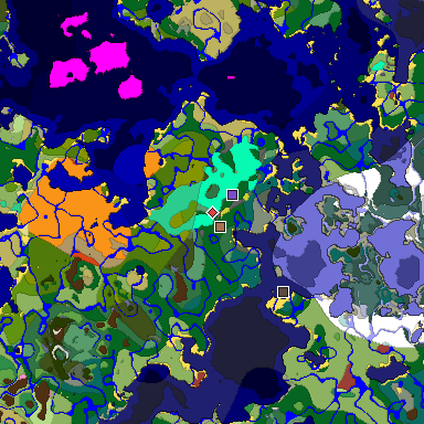 Predicted biome map of Java 26.3 seed -5604685543205031898 around estimated spawn