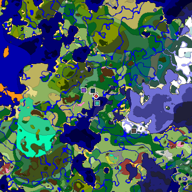Predicted biome map of Java 26.3 seed 4318682623060559988 around estimated spawn