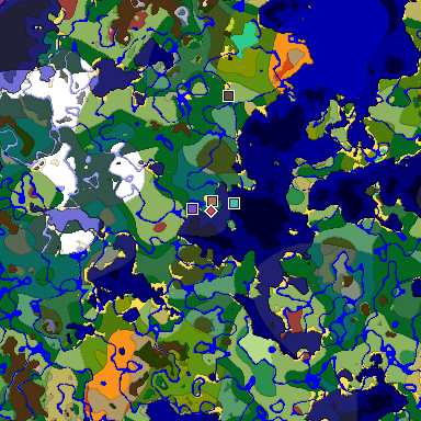 Predicted biome map of Java 26.3 seed -4184107845060423139 around estimated spawn