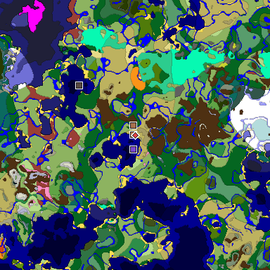 Predicted biome map of Java 26.3 seed 3707018155873566367 around estimated spawn