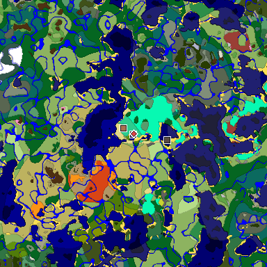 Predicted biome map of Java 26.3 seed 4261977776849799613 around estimated spawn