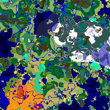 Predicted biome map of Java 26.3 seed 4489644038118731727 around estimated spawn