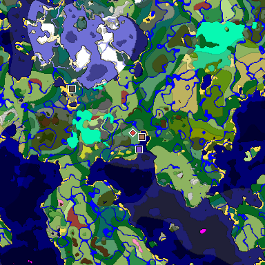 Predicted biome map of Java 26.3 seed -2239513931988303476 around estimated spawn