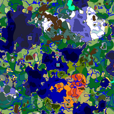 Predicted biome map of Java 26.3 seed 6144012173088359040 around estimated spawn