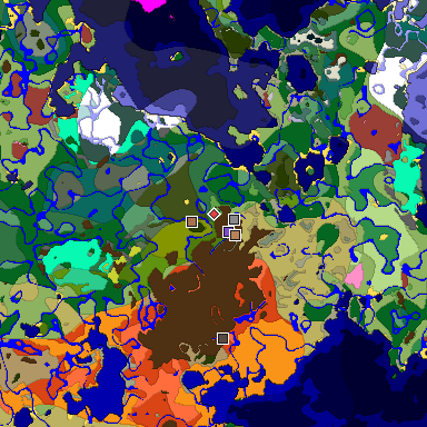 Predicted biome map of Java 26.3 seed 2002696183506596478 around estimated spawn