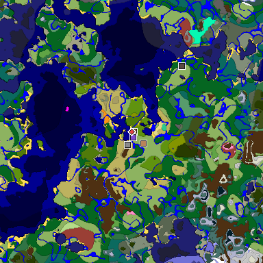 Predicted biome map of Java 26.3 seed -9217039478719376040 around estimated spawn