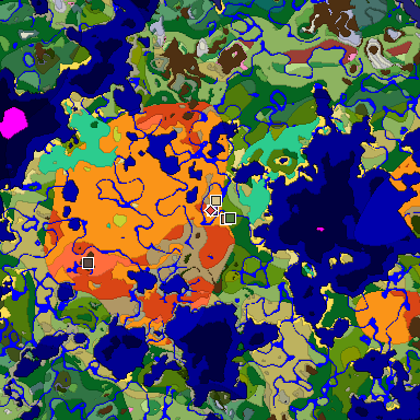 Predicted biome map of Java 26.3 seed 9055655415333078264 around estimated spawn