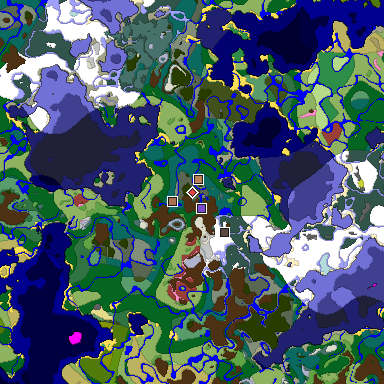 Predicted biome map of Java 26.3 seed 1402137210044507954 around estimated spawn