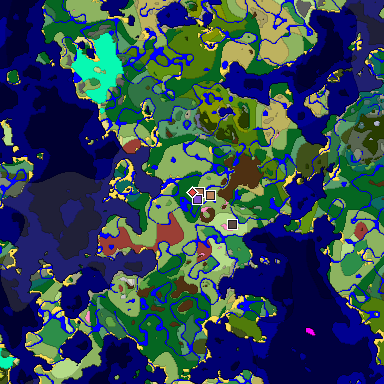 Predicted biome map of Java 26.3 seed 477888962277401923 around estimated spawn