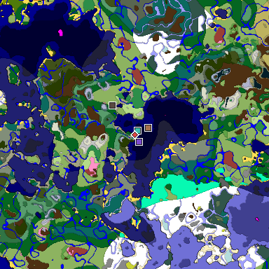 Predicted biome map of Java 26.3 seed 4182350235968722738 around estimated spawn