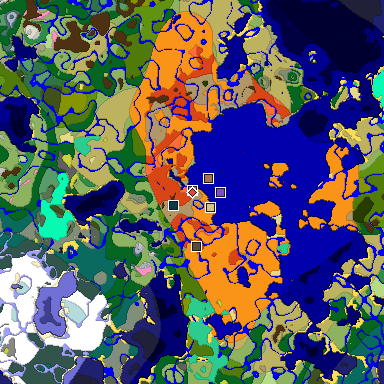 Predicted biome map of Java 26.3 seed 2844130434923279272 around estimated spawn