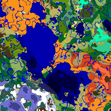 Predicted biome map of Java 26.3 seed -8788161457516423441 around estimated spawn