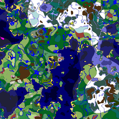 Predicted biome map of Java 26.3 seed -8503257293248218338 around estimated spawn