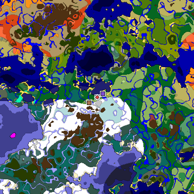 Predicted biome map of Java 26.3 seed -1245465697339826904 around estimated spawn
