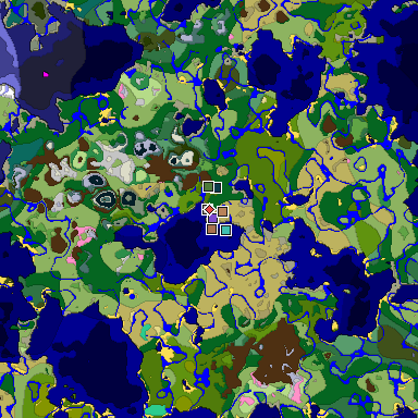 Predicted biome map of Java 26.3 seed 1898412012952254464 around estimated spawn