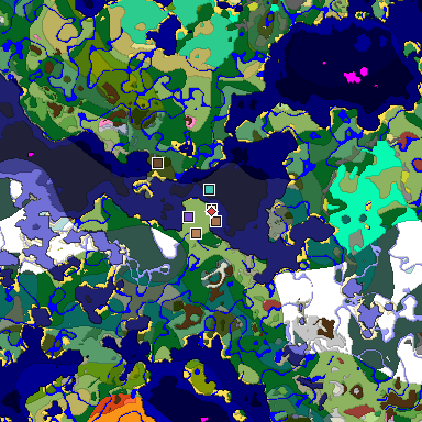 Predicted biome map of Java 26.3 seed 1103733707218950154 around estimated spawn