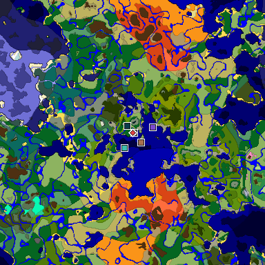 Predicted biome map of Java 26.3 seed 8911026161085751455 around estimated spawn