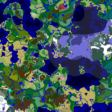 Predicted biome map of Java 26.3 seed 5619842115155072189 around estimated spawn
