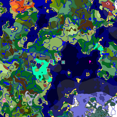 Predicted biome map of Java 26.3 seed -8448286227697917043 around estimated spawn