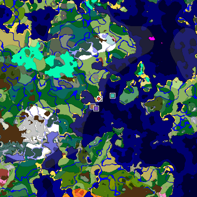Predicted biome map of Java 26.3 seed 7935387097907388865 around estimated spawn